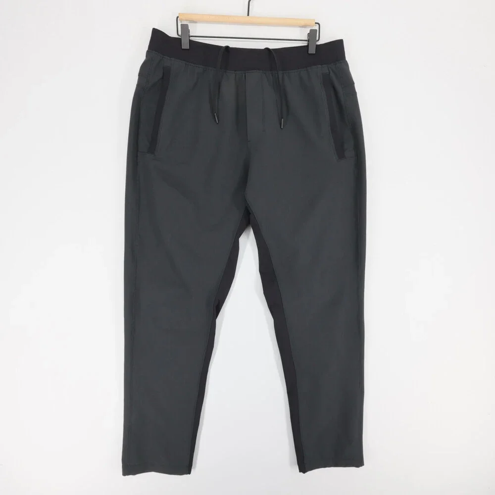 Lululemon Pants Mens XL Gray Black Drawstring Cinch Hem Track Jogger Athletic
